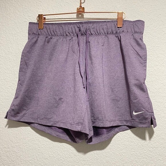 NikeDri-Fit Womens Athletic Shorts Pink Medium Mid Rise Elastic Waist Drawstring - Picture 2 of 8